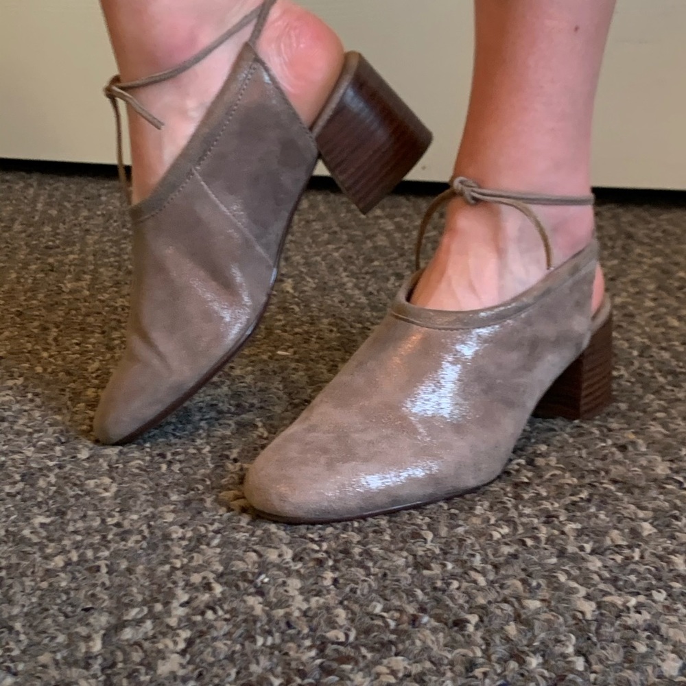 Worn pewter color with shimmer.